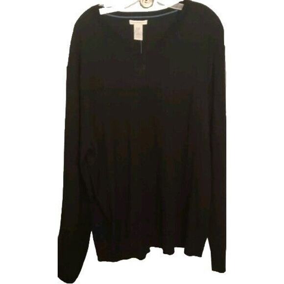 NWT GAP Mens Sweater XL Black 100% Italian Merino Wool V Neck Career Academia - Picture 3 of 6
